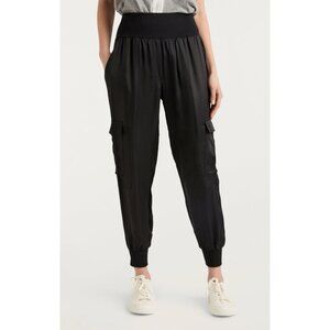 Cinq A Sept Size Small Black Giles Pants Leather Cargo Joggers